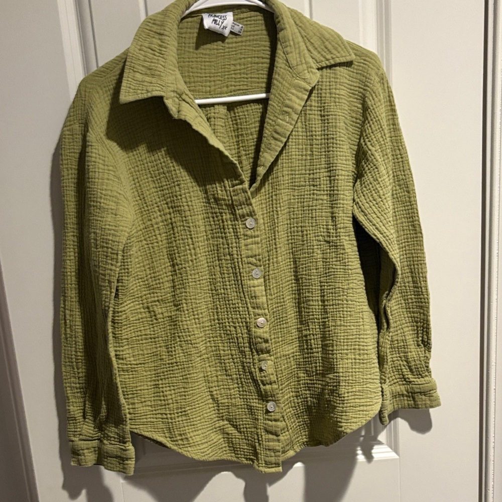 Princess Polly Olive Green Textured Button-Up Top